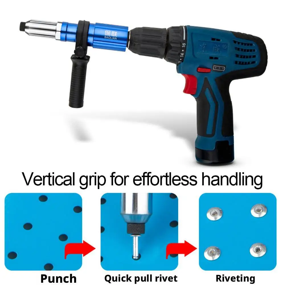 Pistola per rivetti elettrica Kit adattatore per pistola per rivetti elettrica professionale Inserto per dadi Tirare lo strumento per rivetti Accessori per utensili elettrici Strumenti per dadi