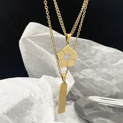 Anime Soccer Sign Necklaces Woman Fashion Creative Couples Chain Stainless Silver Color Cosplay Collier