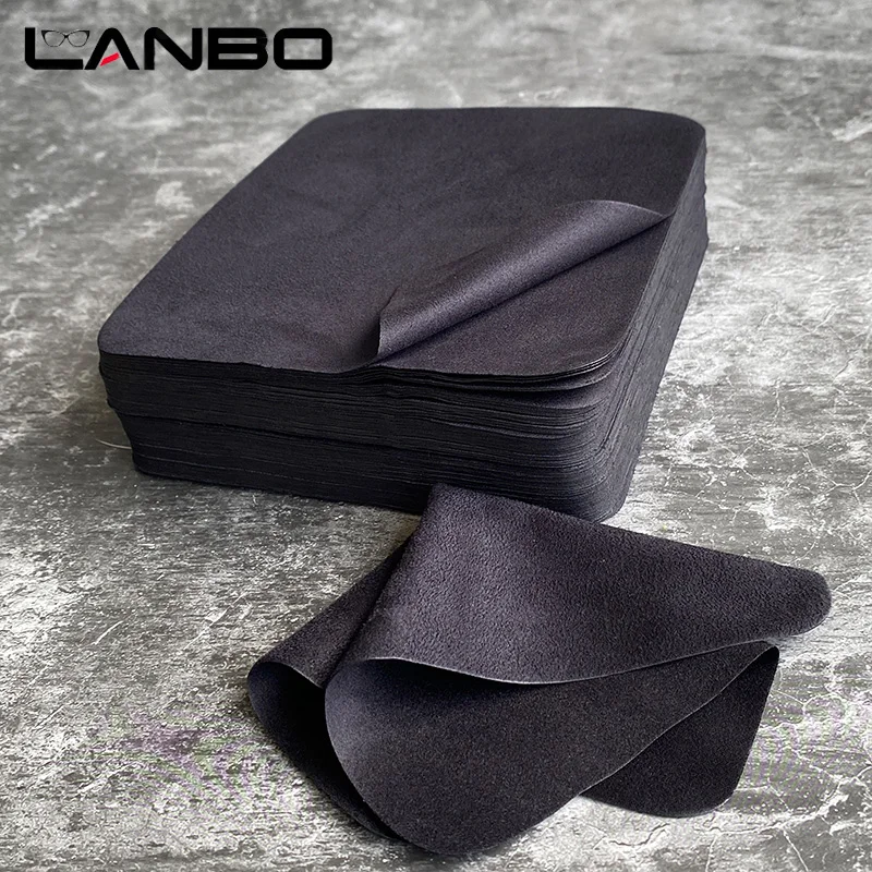 LANBO 100pcs 145*175mm Chamois Glasses Cleaner  Microfiber Glasses Cleaning Cloth For Lens Phone Screen Suede Cleaning Wipes