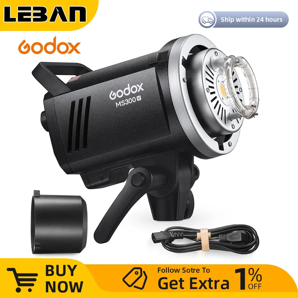 Godox 200W MS200V 300W MS300V LED Studio Flash Built-in 2.4G Wireless Receiver Lightweight Compact Bowens Mount LED Modeling Lam