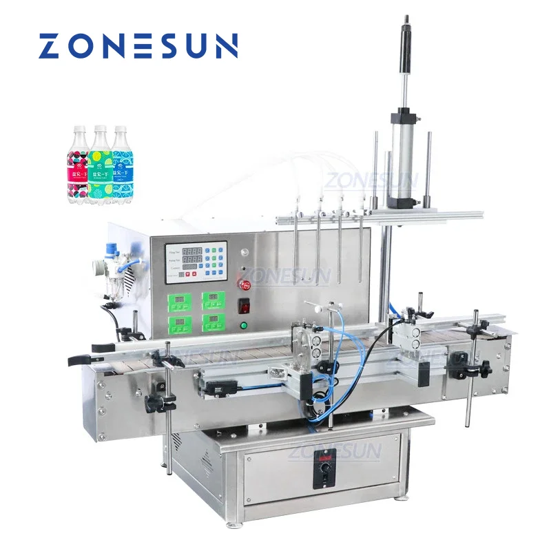 ZONESUN 4 Heads Tabletop Automatic Peristaltic Pump Juice Bottle Eye Drop Perfume Essential Oil Liquid Filling Machine ZS-DTPP4D