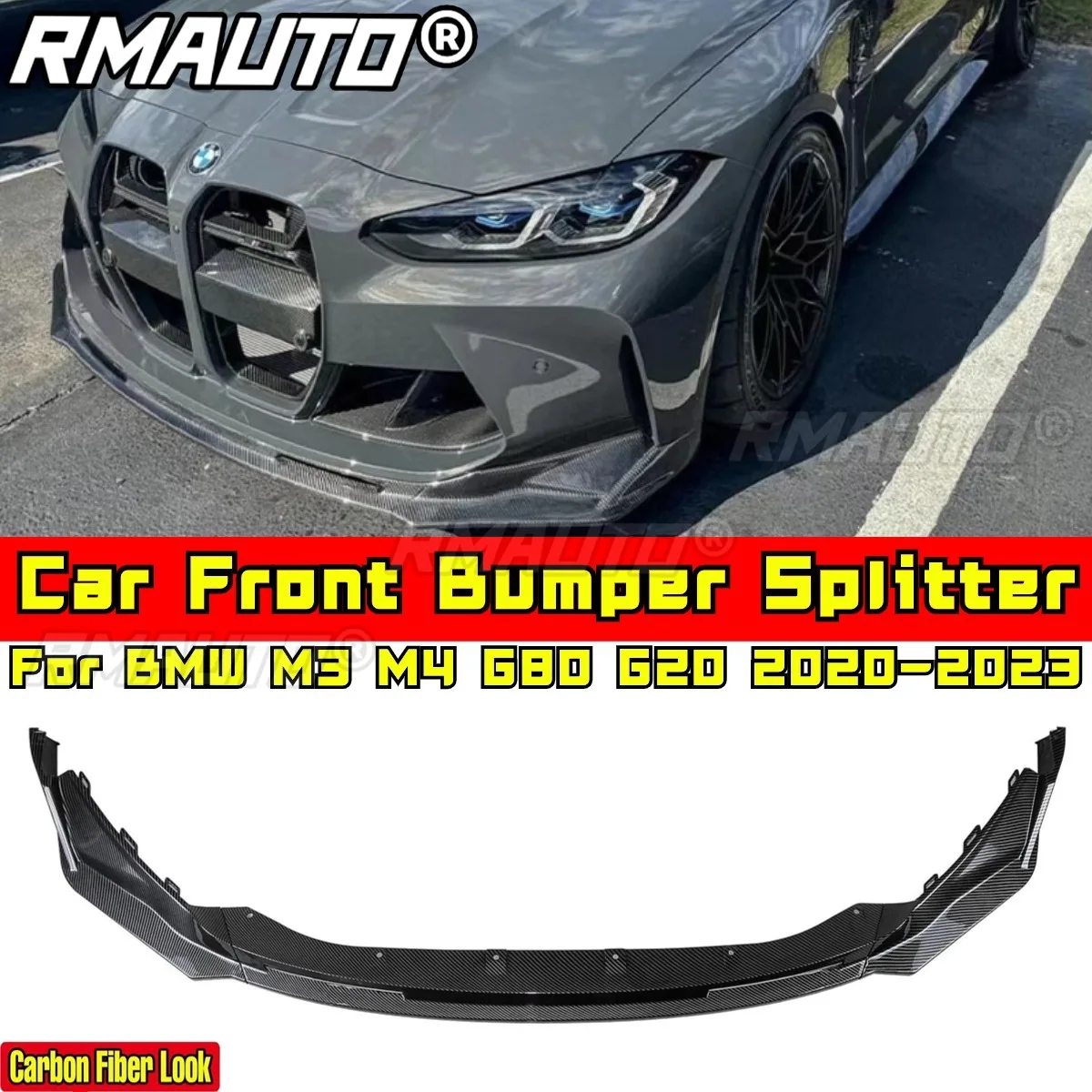 

Для BMW M3 M4 G80 G82 2020-2023 Комплект кузова Спойлер переднего бампера Углеродное волокно Спортивный стиль Спойлер заднего бампера Автомобильные аксессуары