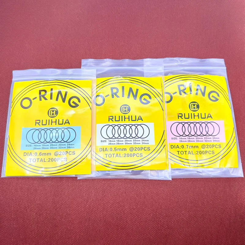 

0.5mm/0.6mm/0.7mm O-Ring Waterproof Rubber 16mm-34mm Watch Back Cover Gaskets Repairing Replacement Tool for Watchmaker