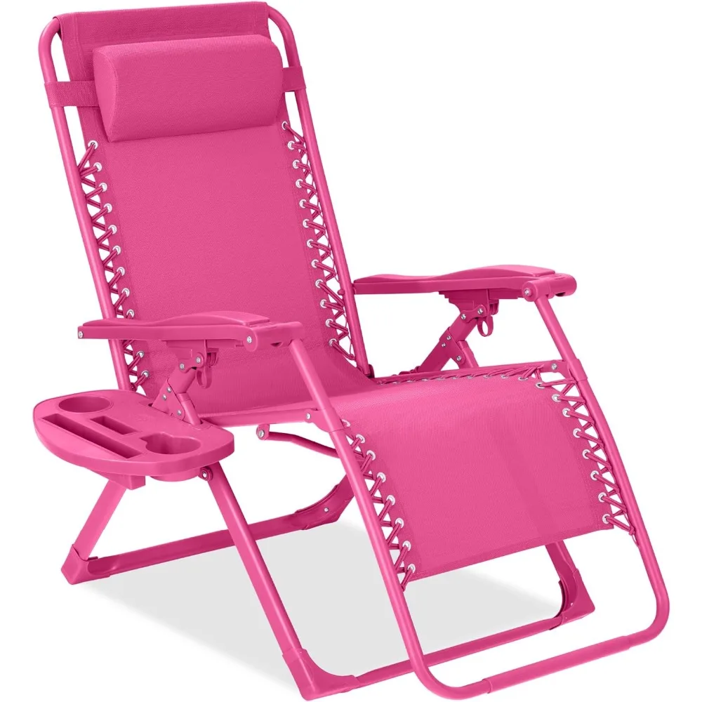 

Adjustable Zero Gravity Chair, Monochromatic Color Folding Patio Recliner w/Side Tray, Headrest