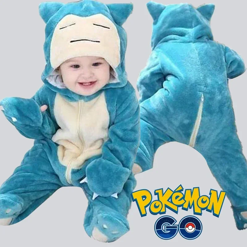 

Cartoon Anime Pokemon Snorlax Baby Long Sleeve Romper Crawling Suit Thickened Universal Flannel Jumpsuit Boy Girl Costume Onesie