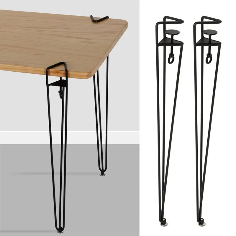 4pcs/set of Household Portable Detachable DIY Black Metal Table Stand Simple Dining Table Without Drilling Support Fee