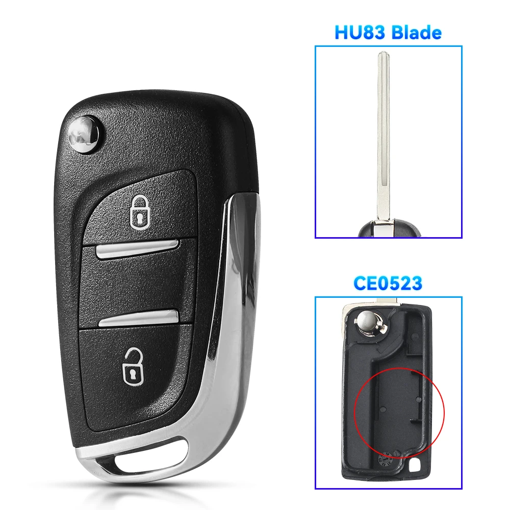 Keyyou ce0523 modifizierte Flip-Key-Shell für Citroen c2 c4 c5 berlingo xsara picasso peugeot 306 407 807 Partner va2/hu83 2/3btn