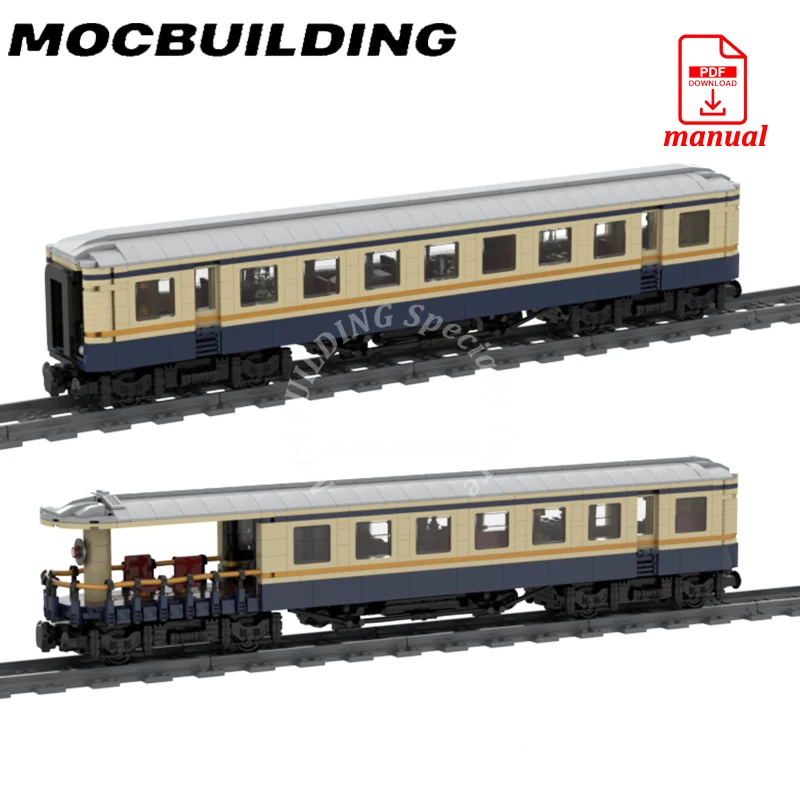 Long Observation Car with Interior Model Train Accessories Moc Building Block Passenger Car Display DIY Brick Toy
