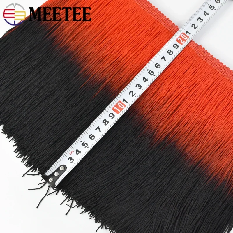 5Meters Meetee 20cm Polyester Tassels Fringe Gradient Color Lace Trim Fabric DIY Clothing Latin Dress Curtain Decor Material