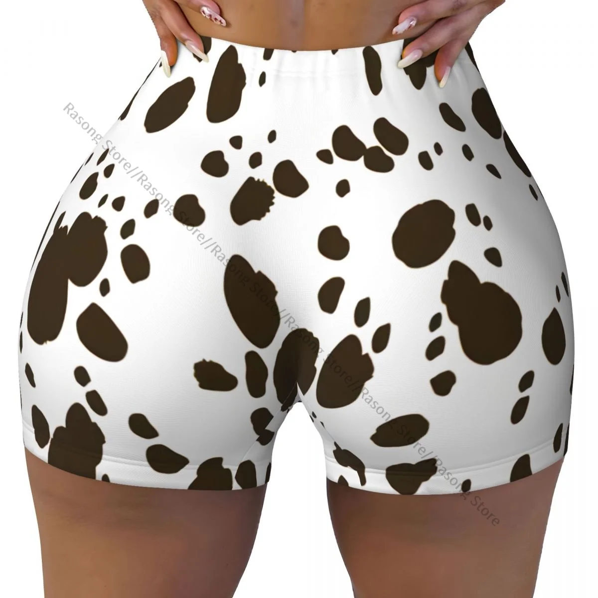 Women's Yoga Shorts Dalmatians Print Scrunch Booty Butt Lifting Comfort Fitness Gym