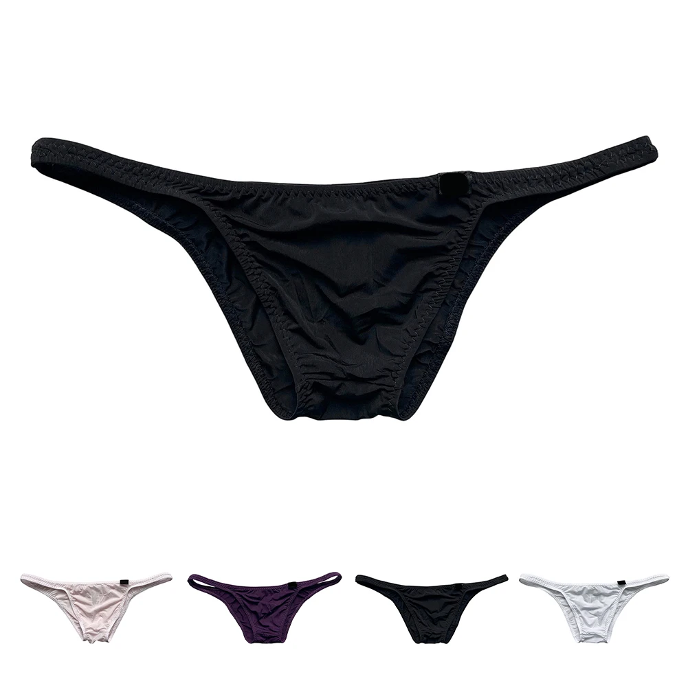 Mens Seamless Ice Silk Bikini Briefs Mesh Sheer High Elastic Low Waist Underwear Breathable Sexy Briefs Lingerie Solid Color