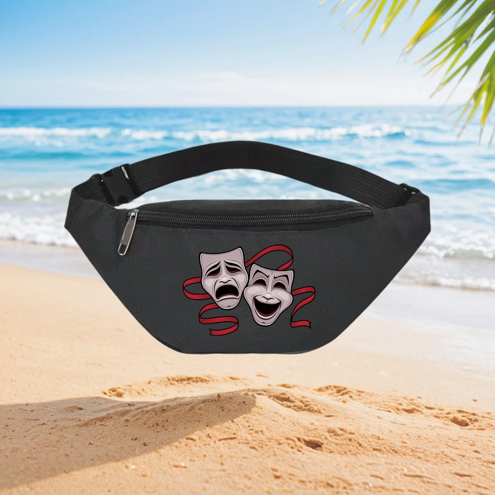

Comedy and Tragedy Masks Theater Performance Art Waist Backpack Crossbody Chest Bag Street Casual Sporty Fashionable Simple Uniq