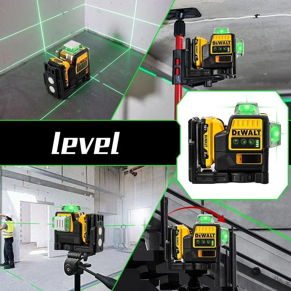 DEWALT DW089LG 12 فولت مستوى الليزر التسوية الذاتية 12 خط 3 جوانب * 360 درجة أدوات التسوية الذاتية الأفقية والرأسية عبر الخط