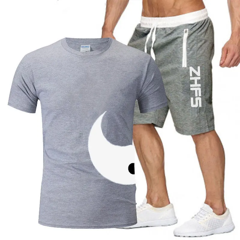 Summer 2023 Europe and the United States fashion t-shirt short-sleeved pants clothing, men\'s casual sports jogging fitness cloth