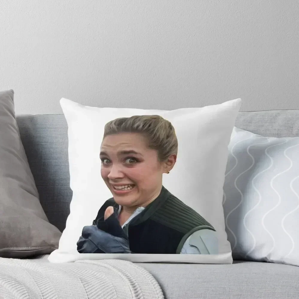 

Florence Pugh Thumbs Up Throw Pillow sleeping pillows Luxury Pillow Cover pillows decor home luxury home accessories pillow