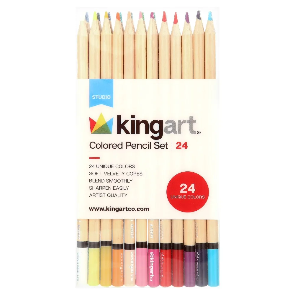 Soft Core Colored Pencils Set 24 Unique Vibrant Colors for Artists Kids Adults Drawing Sketching Shading Blending Art Supplies view 2