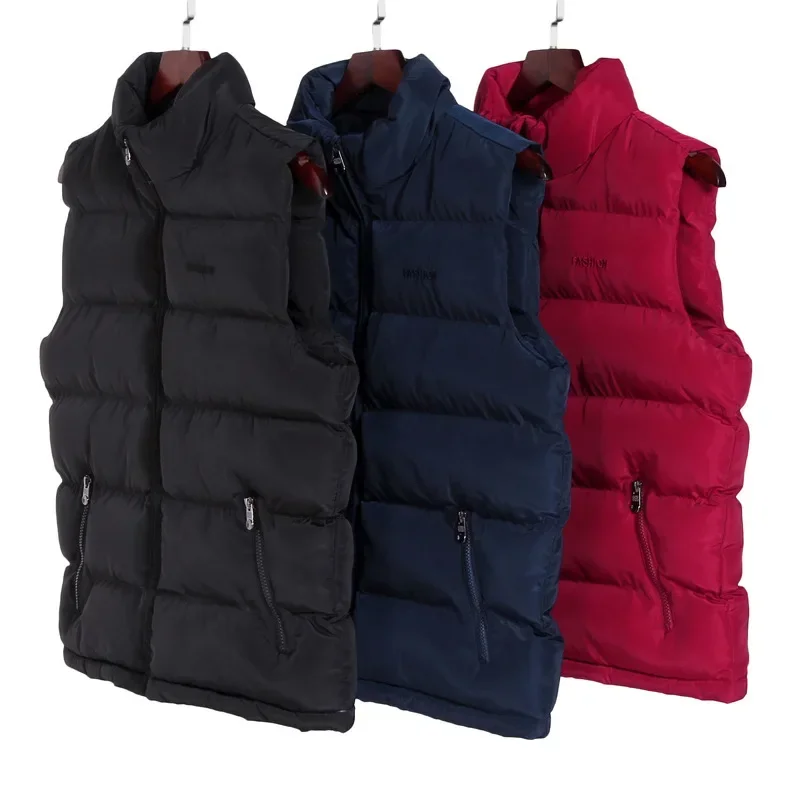 

Mens Black Cotton Vest Autumn Winter Vest Men Thermal Quilted Vest Male Korean Slim Waistcoat Casual Sleeveless Jacket Oversize