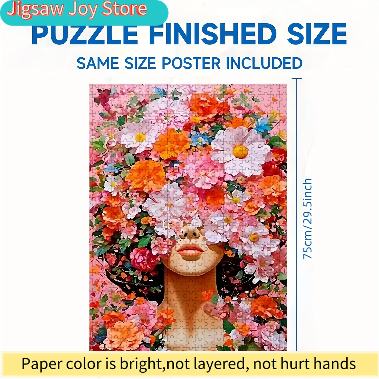Jigsaw Puzzle for & Families - Charming Fairy with Floral Headdress, Vibrant Colors, Intermediate Challenge, Perfect Fit Piec