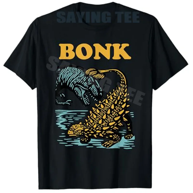 

Cool Dinosaur Ankylosaurus Tail Strike Graphic Cotton Crew Neck T-Shirt Funny Humor