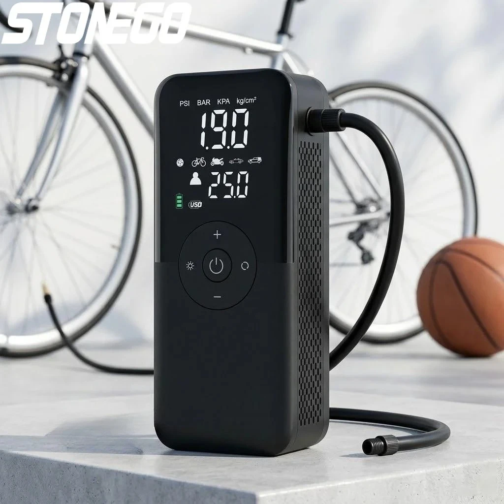 Digital Air Pump Rechargeable Tire Inflator for Cars Motorcycles Bicycles Balls Portable Cordless Compressor
