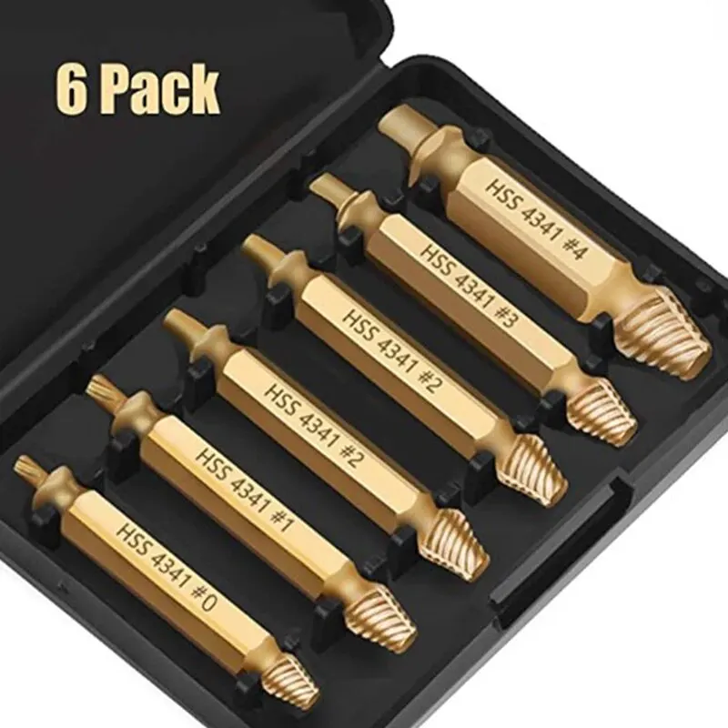 HSS Extractor Double Head Screw Slide Tooth Removal Screwdriver Screwdriver Bit Broken Wire 6pc Tool Set