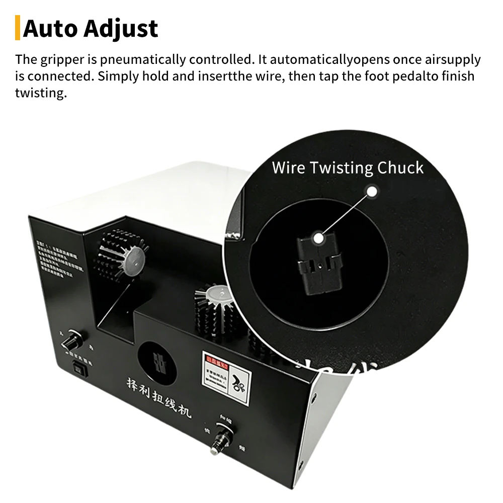 Wire Brush Twisting Machine Ground Cable Stripper Twister 5-60mm for Electrical Panel Harness Factory Workshop Air Powered