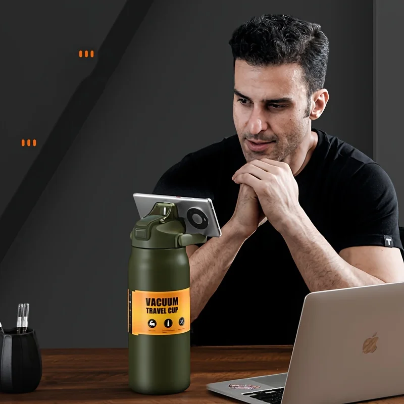 1 قطعة 1500/1200 مللي كوب مكنسة من الفولاذ المقاوم للصدأ مع مقبض مانعة للتسرب سعة كبيرة زجاجة ماء عازلة #6