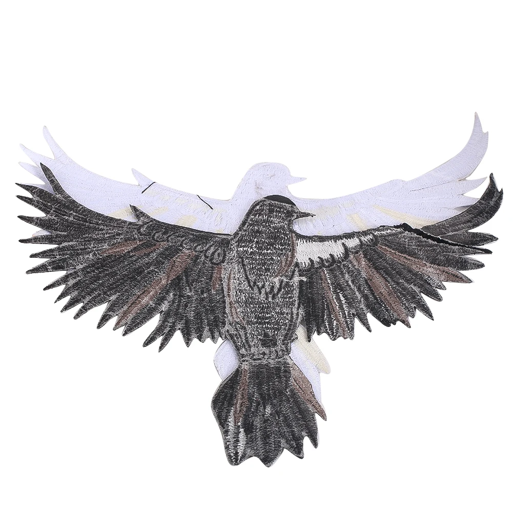 Black White Bird Embroidery Patch Peace Dove Eagle Animal Shaped Repair Patches Fashion Apparel Decor Badg Suitable for Hoodies view 4