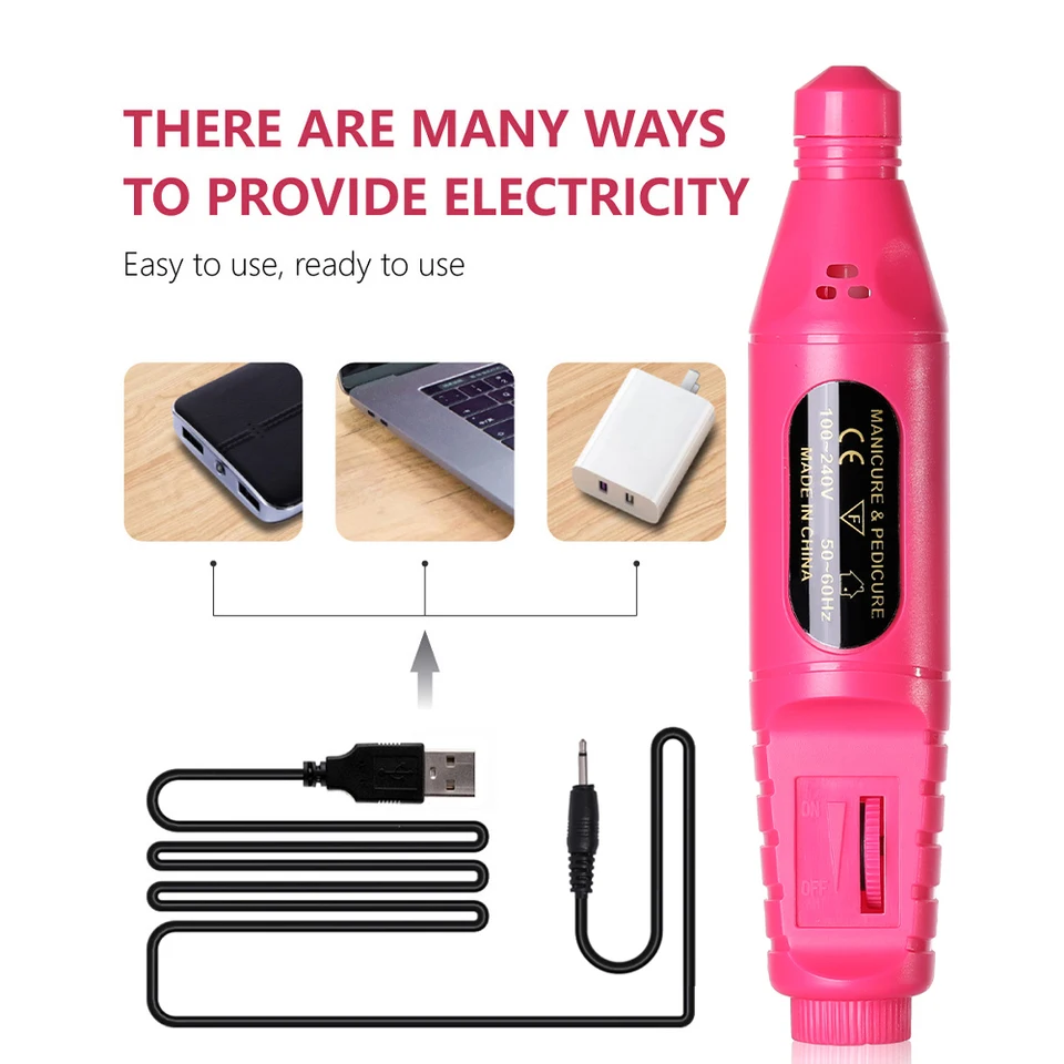 LINMANDA kit de fresadora eléctrica 6 en 1 para uñas, removedor, pulidor, lima portátil, equipo de manicura 2