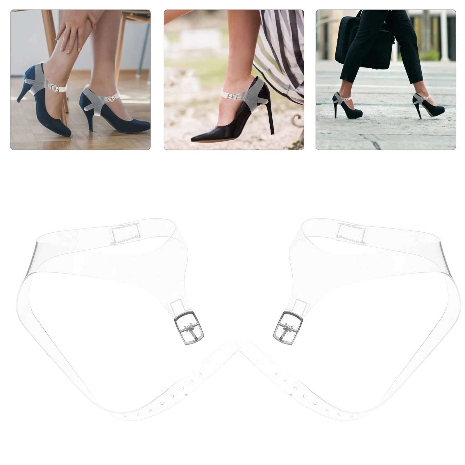 

2Pairs Transparent Invisible Anti Loose Shoe Straps Clear Adjustable High Heel Replacement Detachable Clear Shoe Lace Belt