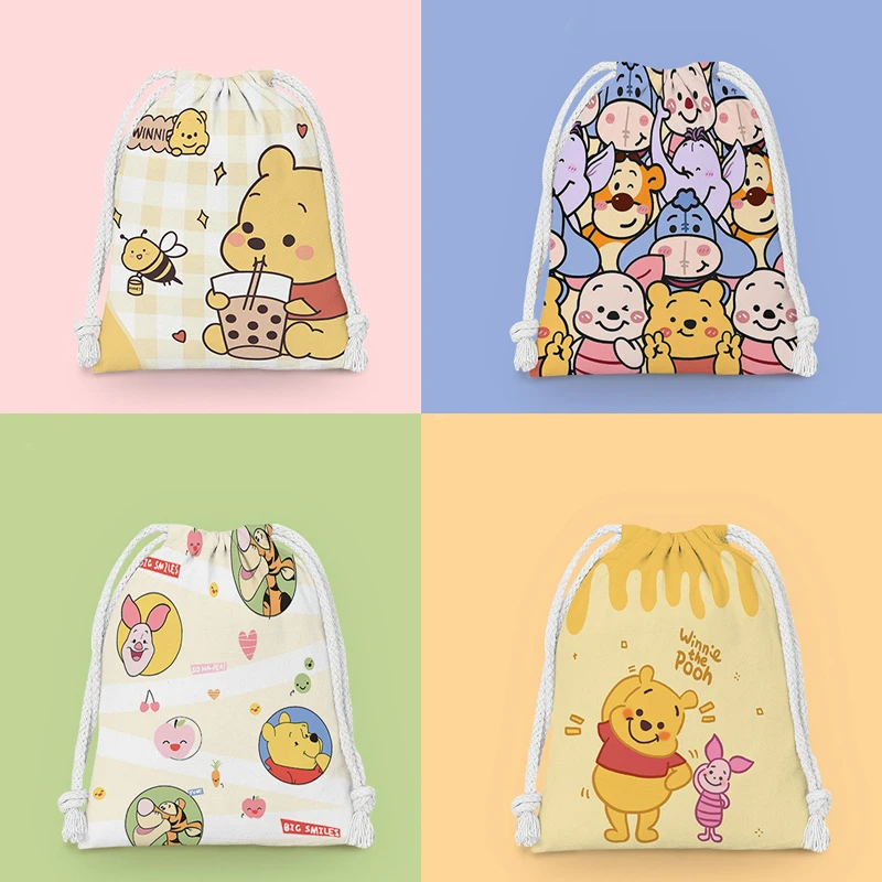 Disney Drawstring Bag Pooh Bear Bag Winnie the Pooh Storage Bag Creative Gift Portable Wash Bag Party Decor Kids Birthday Gifts