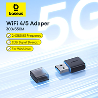 Baseus WiFi Adapter Wifeless WiFi 5/4 Recevier 5G 2.4G USB WiFi Card 300M 650Mbps Dongle Antenna Band USB Ethernet Network Card