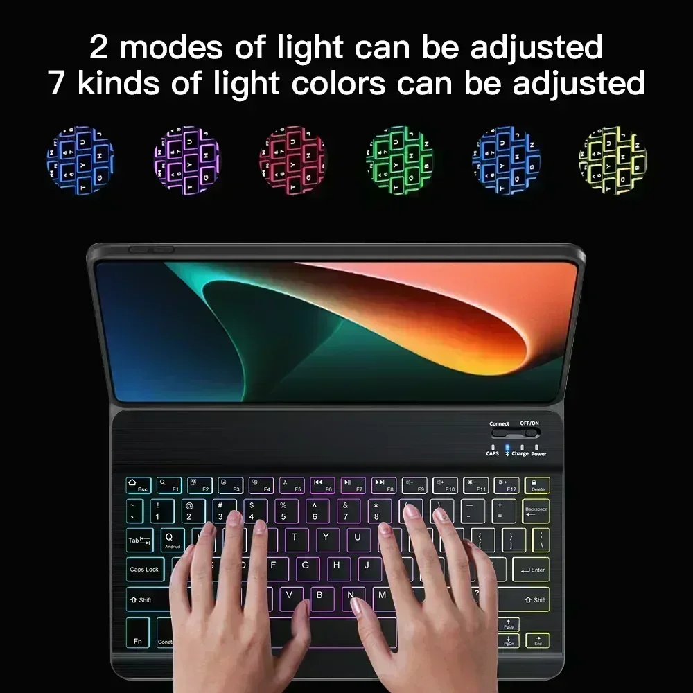 Backlit Keyboard Case for Xiaomi Redmi Pad Pro 2024 12.1 Inch Russian Portuguese Spanish Keyboard Cover Funda for Redmi Pad Pro