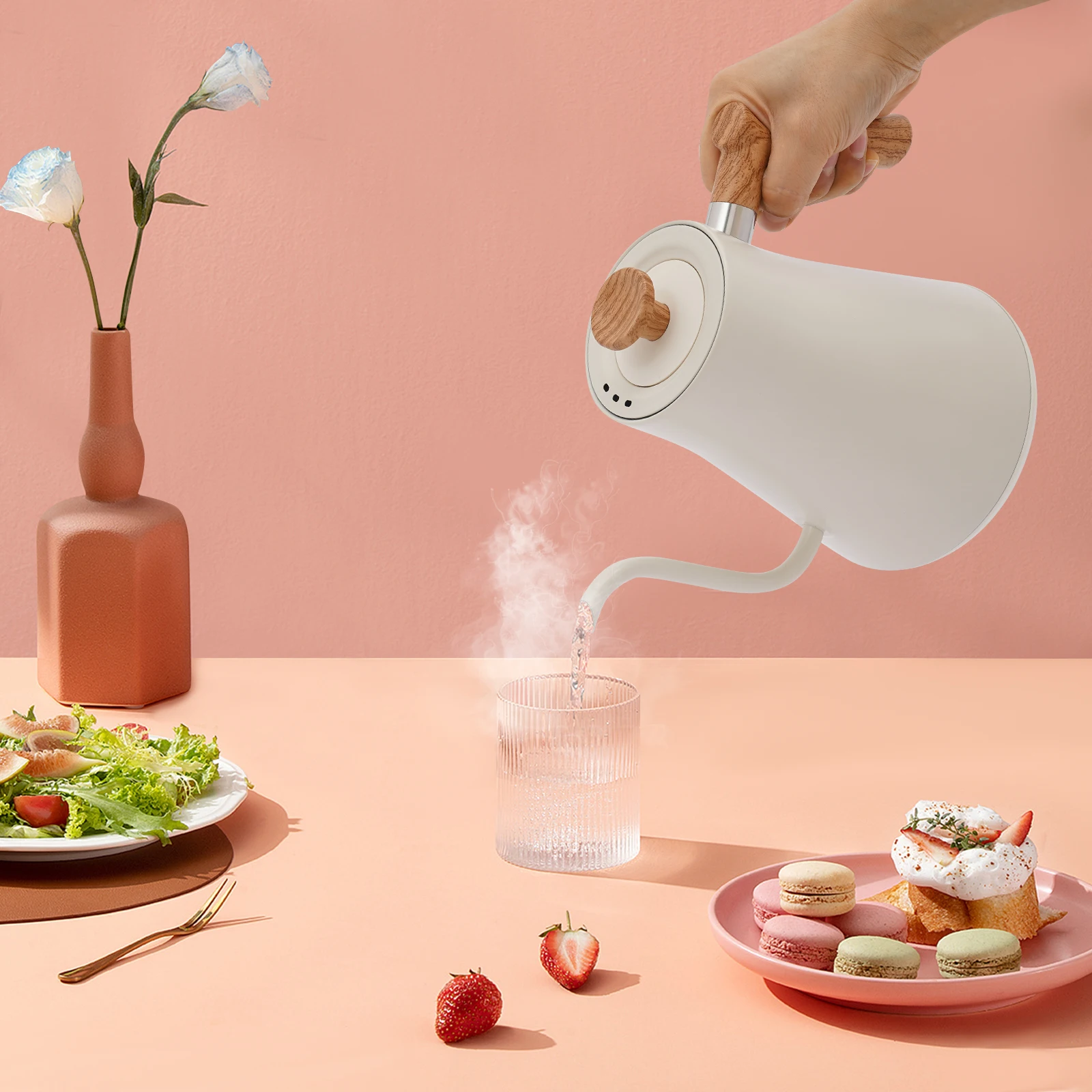 

0.9L Stainless Steel Electric Kettle, Coffee Kettles, ±1°F Temperature Control (104-212℉) and Insulation Timer 1200W LED Display