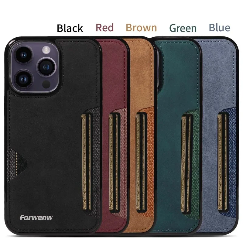 Funda de teléfono con tarjetero Retro para iPhone 16 15 14 13 12 11 Pro Max Mini XS XR X SE 2020 2022 7 8 Plus, funda de cuero PU tipo billetera