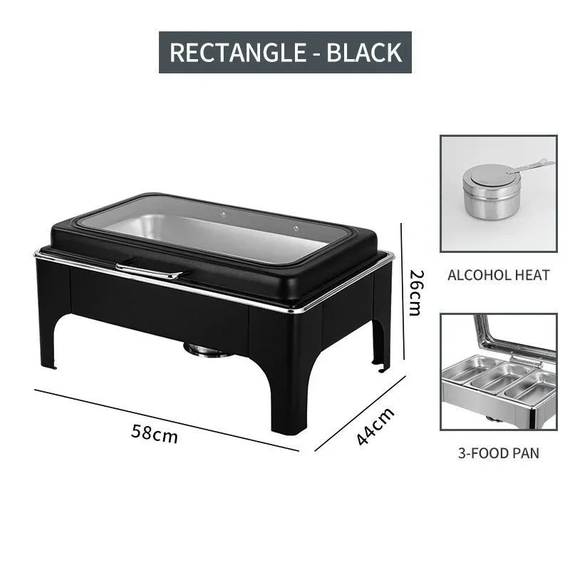 Stainless Steel Restaurant Hotel Wedding Black Hydraulic Chafing Dish 9L Gas Fuel Heating Buffet Server Food - view 4