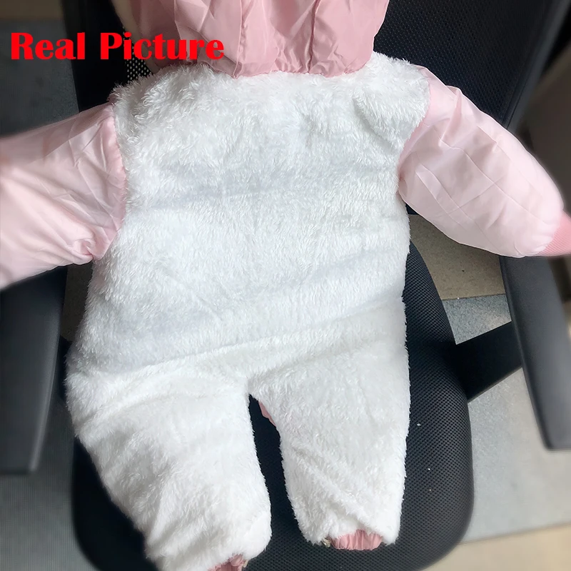 Winter Baby Coat Cute Panda Romper With Gloves Newborn Cotton Plus Velvet Warm Baby Jumpsuit Hooded Infant Clothing Set 0-18M