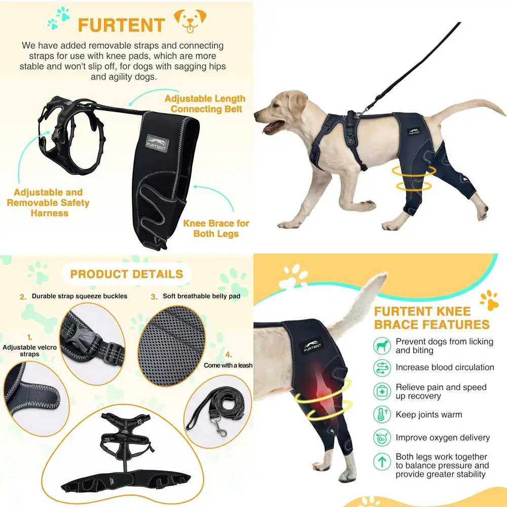 

Ортез для ног собаки, поддержка домашних животных с травмами ACL, сохраняет коленные сустава, теплый и стабильный, регулируемый ремень для заднего ноги собак, Pers