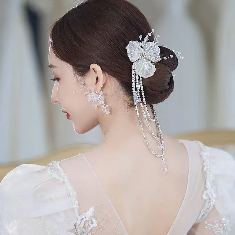 Hair Clips Bead Chain Modeling Clip Headdress Princess Bride Hair Accessories Wedding Women Banquet Head Jewelries