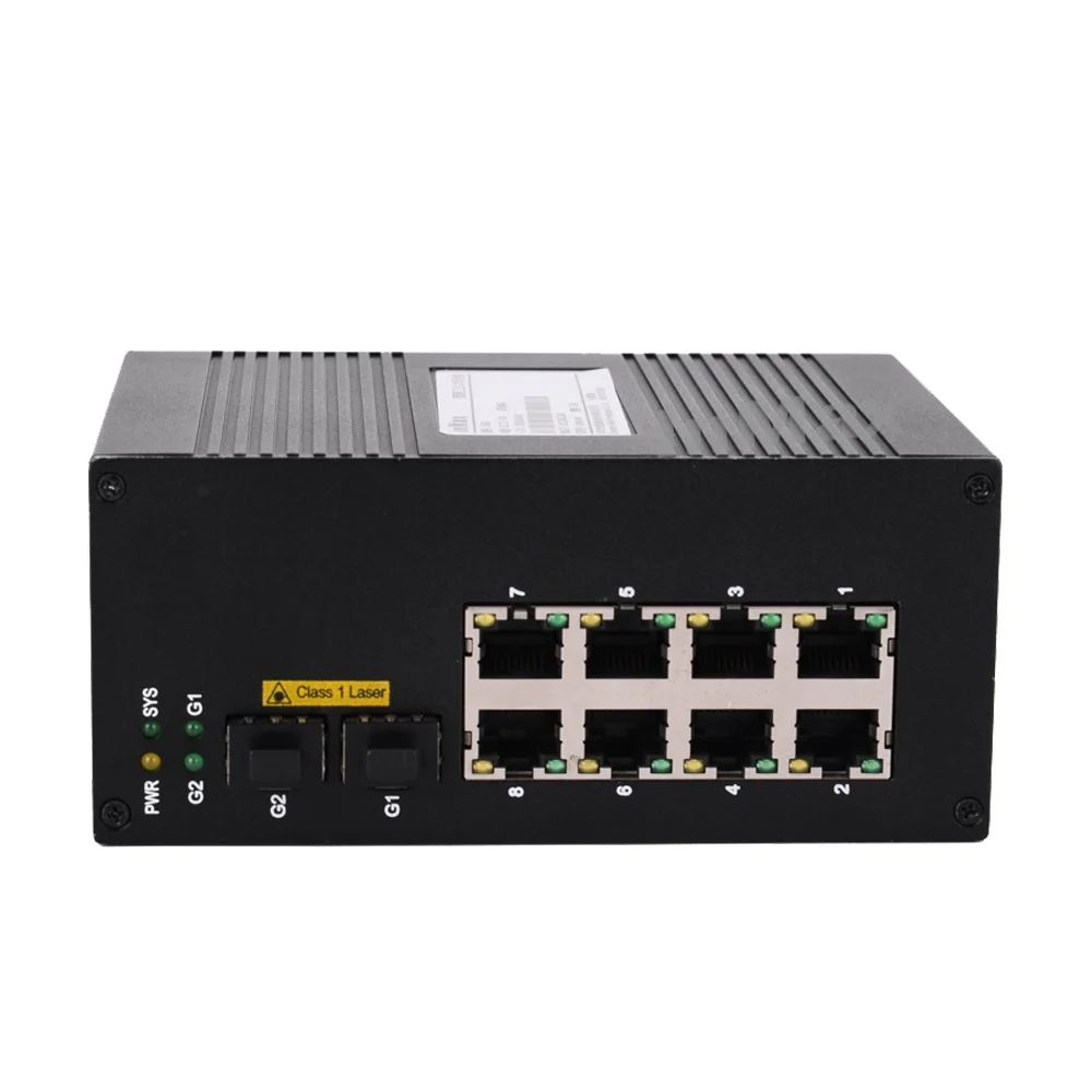 10 Port 10/100/1000M IP40 24V Din Rail Gigabit Industrial Ethernet Network Switch