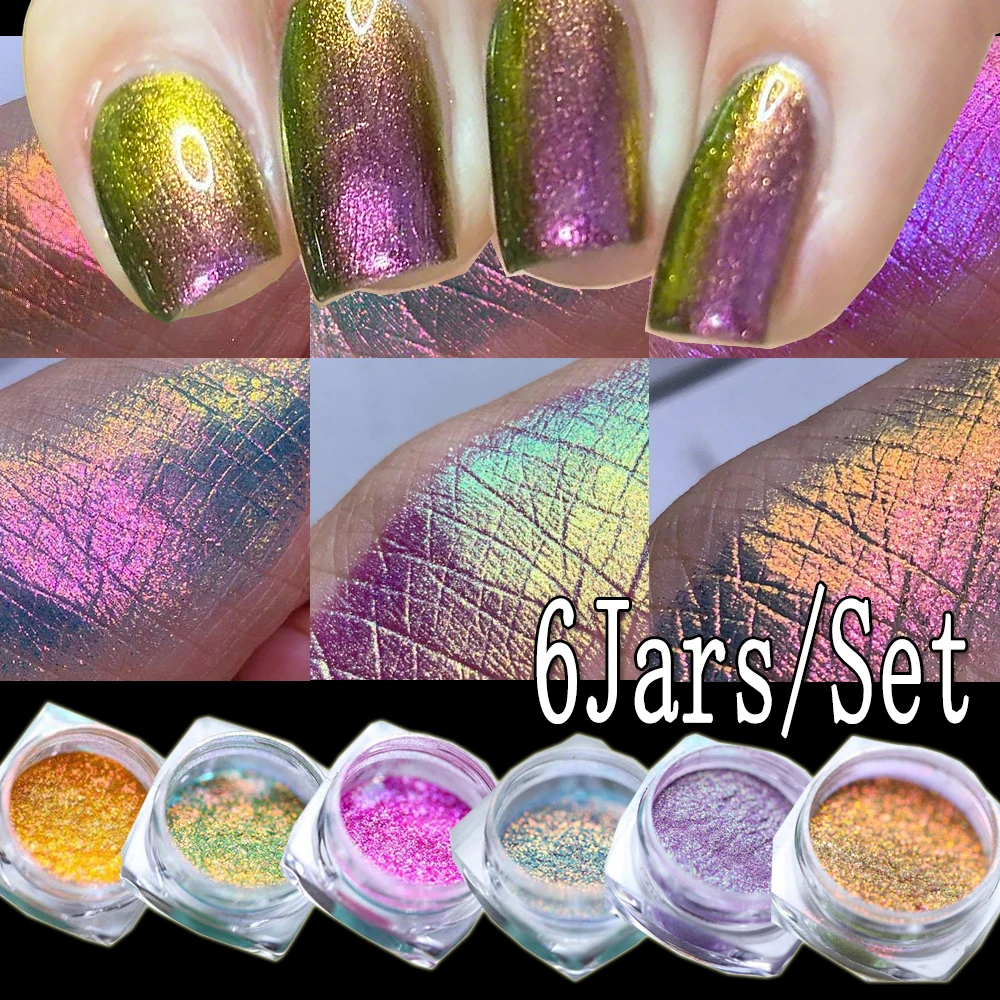 Nail Glitter Chrome - 1/6 Słoiczków Holograficzny Chameleon Chromowany Brokat