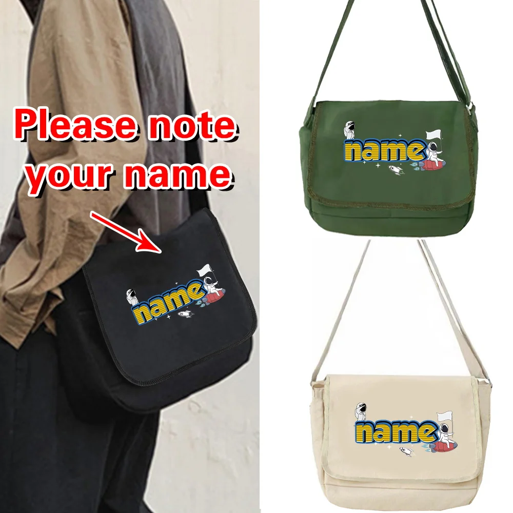

Personalized Customized Name Canvas Flap-bag Multifunctional Messenger Bag Vintage Handbag Fashion Men Women Crossbody Bags