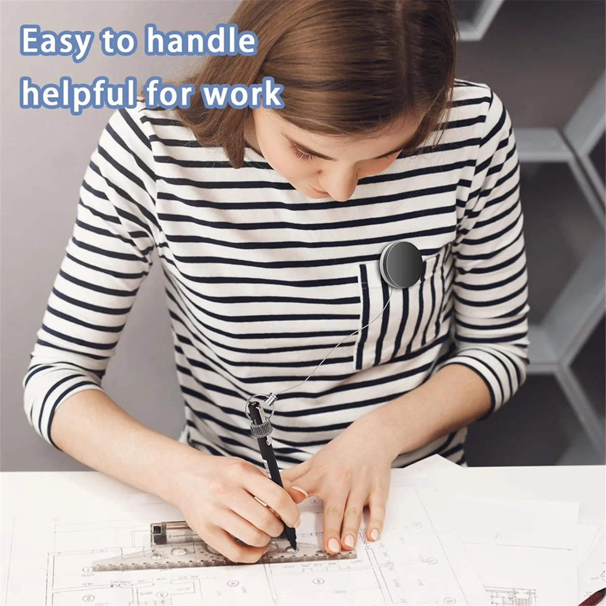 Terbaru! 1 Pak Tempat Pensil Pena Tarik Dapat Ditarik Tugas Berat Pena Tali Dapat Ditarik Universal untuk Tukang Kayu, Perawat, Pelayan