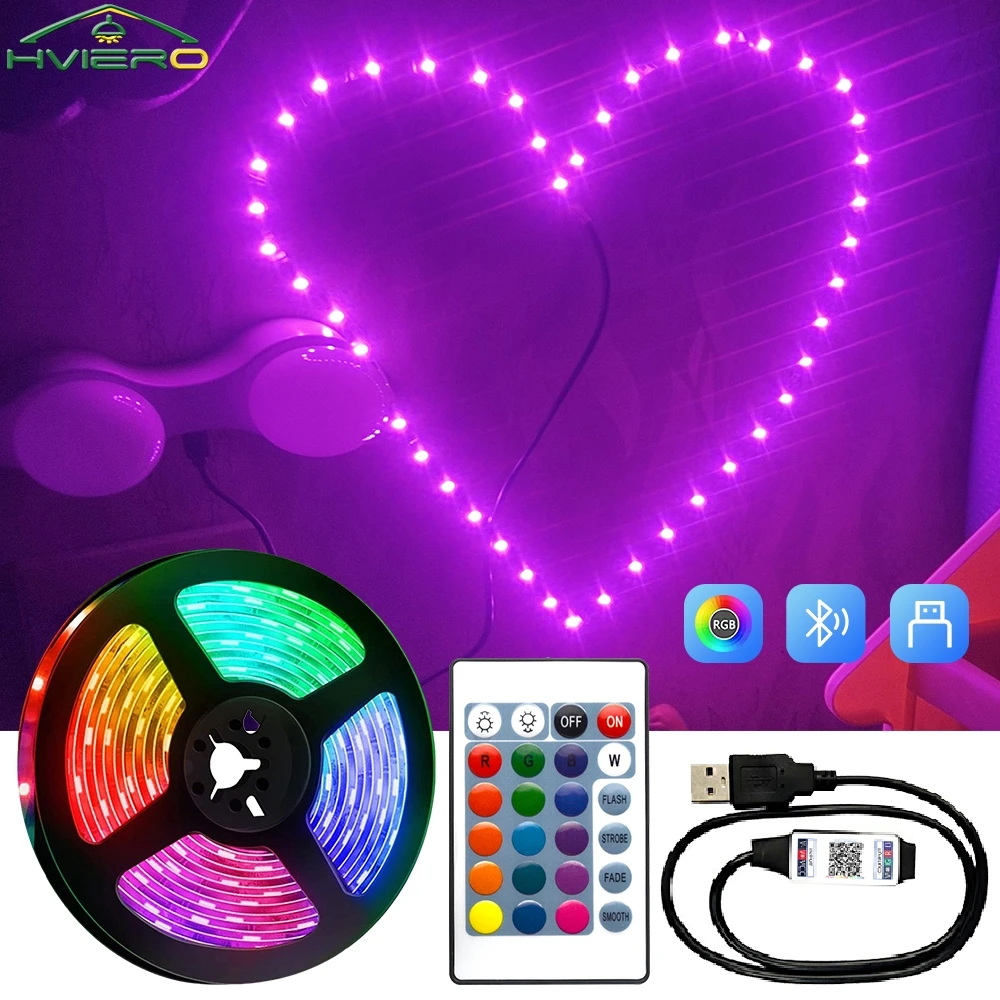 شرائط أضواء LED 5 فولت USB 3key 24key IR التحكم RGB SMD 2835 DC5V 0.5/1/2/3/4/5 متر شريط مصباح مرن ديود إضاءة خلفية للتلفاز #1