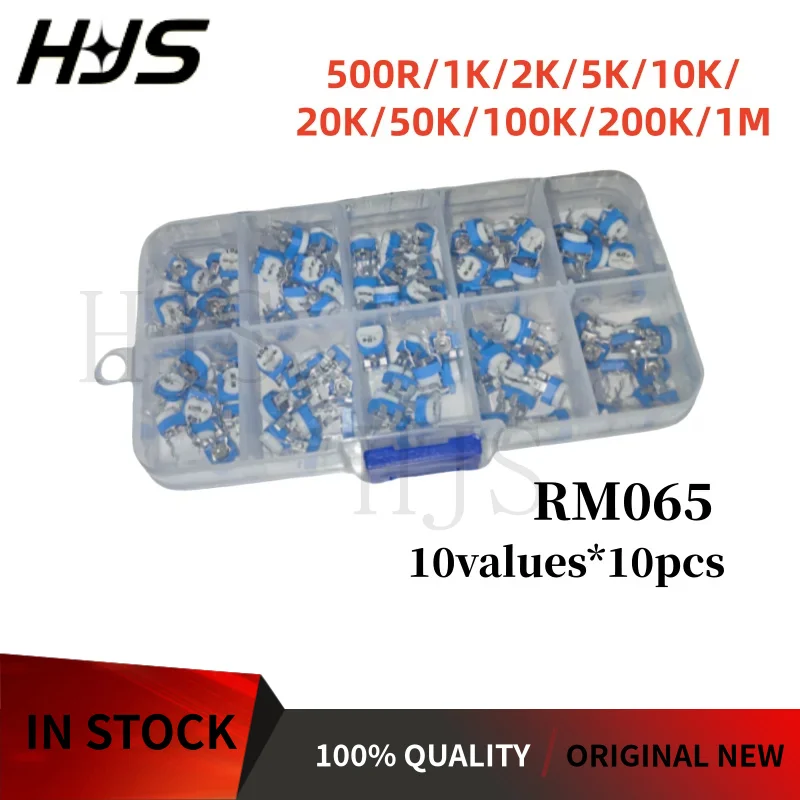 

100PCS/BOX RM065 Potentiometer Kit 500R/1K/2K/5K/10K/ 20K/50K/100K/200K/1M RM-065 Potentiometer Brand New In Stock