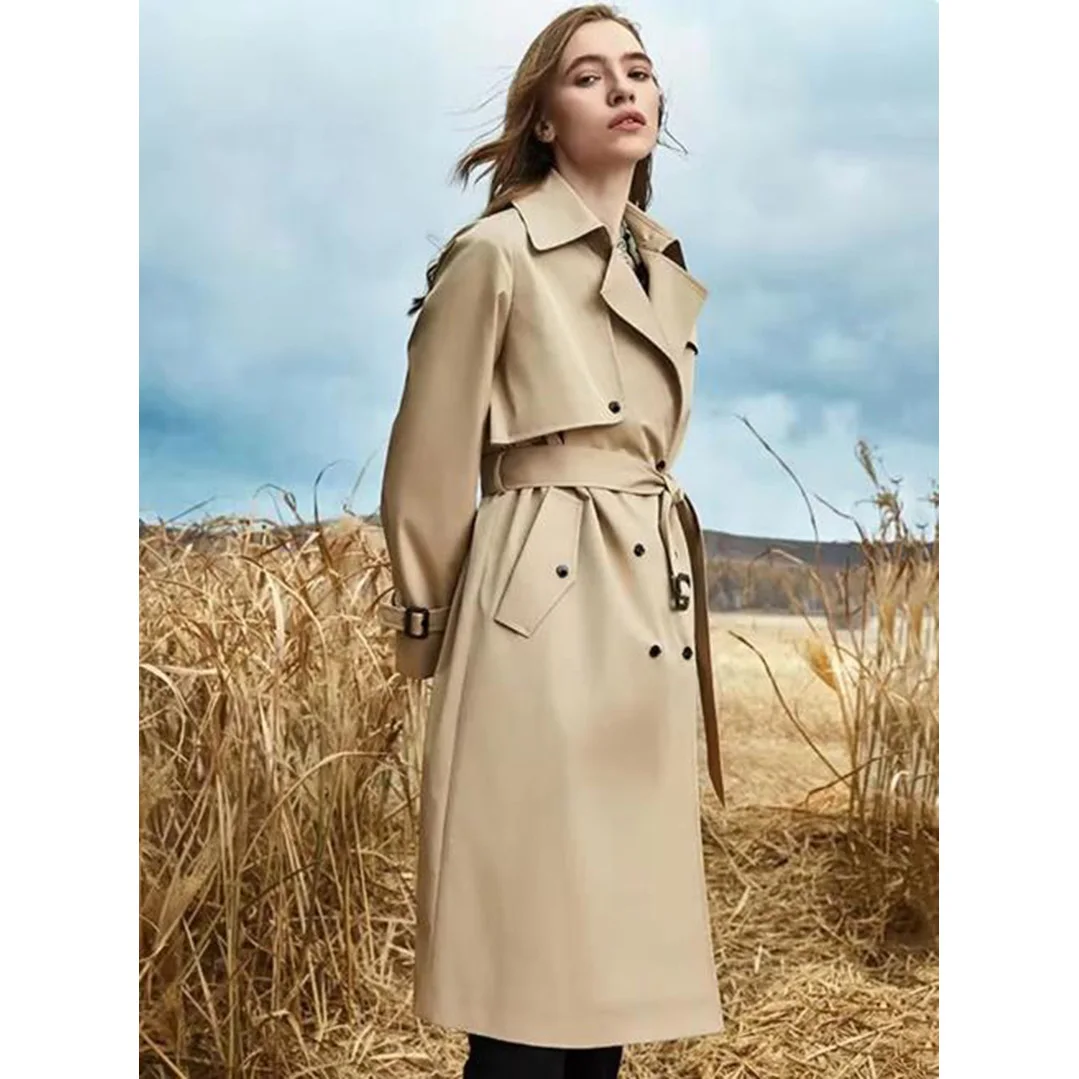 High-end Women\'s Casual Trench Coat Spring Autumn New Loose Lace-up Windbreaker Jacket Fashion Female Long Parker Overcoat XL