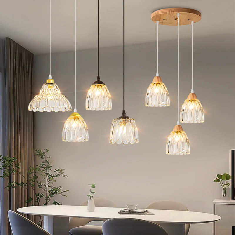 

Light Luxury Crystal Petal Chandeliers Simplicity Three Headed Restaurant Pendant Lamp Nordic Bedroom Balcony Home Decor LED