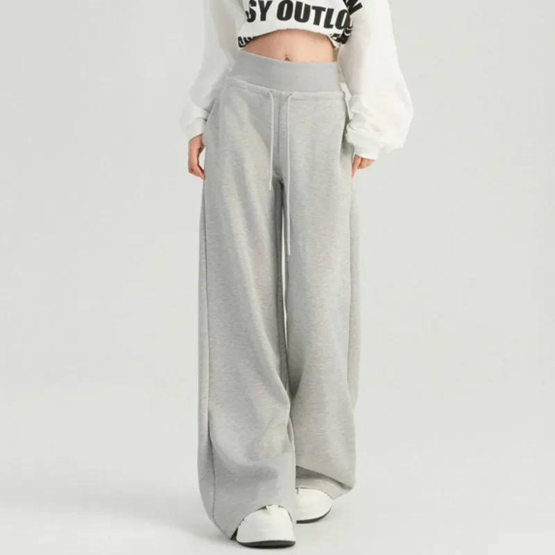 HKSH Autunno Nuove Donne Casual Pantaloni a Gamba Larga Dritto Elastico in Vita Coulisse Drappeggiato Dimagrante High Street Elegante Alla Moda HK10206