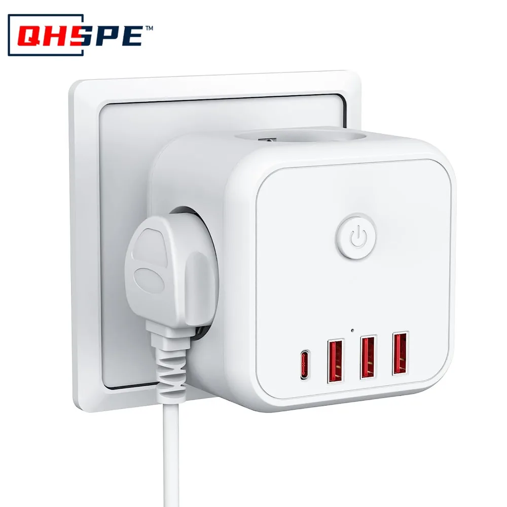 

Адаптер и удлинитель EU Std Cube Plug с портом USB-C и кабелем — экономит место, для использования в домашних и офисах, для ежедневных потребностей питания