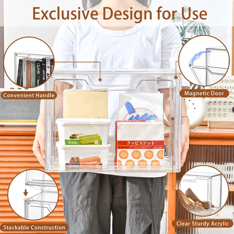 1 Pack Clear Storage Bins With Lids,Stackable Acrylic Display Case For Handbags, Cosmetic, Multifunctional Storage Boxes